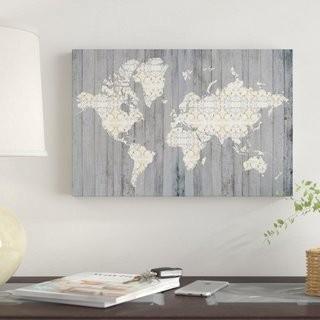 Flower Map I' Graphic Art Print on Canvas-12"x8"