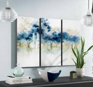 'Waters Edge I' Acrylic Painting Print Multi-Piece Image on Wrapped Canvas Art-24x12" Individual Piece 