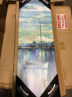 Watercolor Boat  Print On Canvas-24x8"