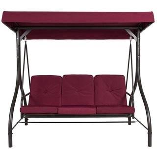 Belleze Porch Swing with Stand (OBGO1043_18399249)-Burgundy