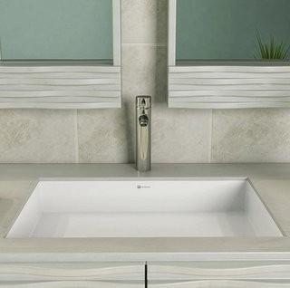 DECOLAV Saidi Solid Surface  Rectangular Undermount Bathroom Sink with Overflow (DLV1627)-White-24'' L x 16'' W x 5.5'' D