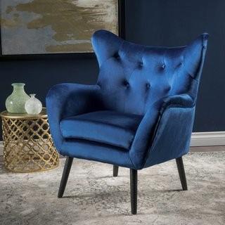 Willa Arlo Interiors Bouck Wingback Chair (WRLO7222_28647206)-Navy Blue