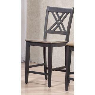 Iconic Furniture Double X-Back Antique Grey Stone Black Stone 24-inch Counter Stool