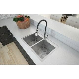Ancona Top Mount Double Sink Handmade -AN3125-30x19x10"