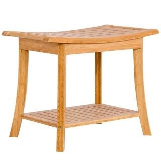 Costway Bamboo Shower Bench with Storage Shelf