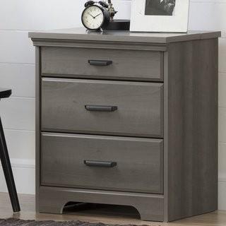 South Shore Versa Nightstand with Charging Station and Drawers-weathered Oak