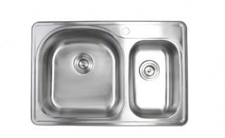 eModern Decor Topmount 33 x 22 Double Basin Drop-In Kitchen Sink with Faucet and Collapsible Silicone Colanders (FRSJ1053_34022726)