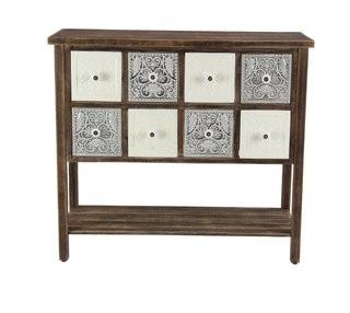 Charlton Home McLeansboro Rustic 8-Drawer Rectangular Wood Sideboard (CHRH6773)-Grey/White