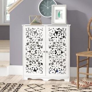 Mistana Sculpture Work Door 12 Pair Stackable Shoe Storage Cabinet- White