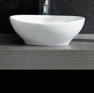 Fine Fixtures Modern Oval Vessel Bathroom Sink-White Porcelain