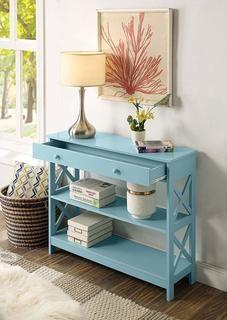 Convenience Concepts 203295SF Oxford 1-Drawer Console Table-Sea Foam