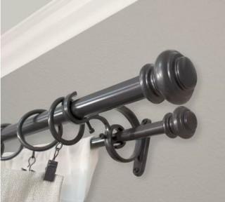 Bloxom Double Curtain Rod and Hardware Set-Antique Bronze-2PC- 36-72" and 72-144"