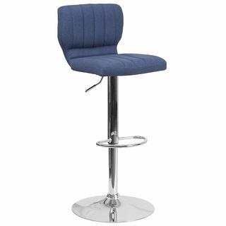 Contemporary Blue Fabric Adjustable Height Barstool with Chrome Base (CH-132330-BLFAB-GG)- Set of 2