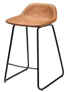 Cortesi Home CH-CS624959 Ava Counterstools in Saddle Brown Faux Leather, 25" High-2PC