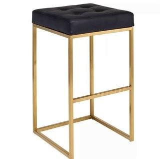 Everly Quinn-Cobbett 26" Bar Stool-Black And Brushed Gold