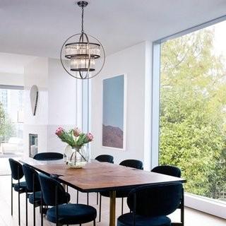 House of Hampton Brittany 8-Light Globe Chandelier (XBRG1000)-Antique Silver & Coffee Black