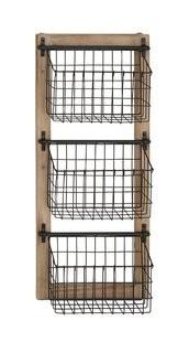 Cole & Grey 34 H x 14 W x 5 D Industrial 3-Tier Basket Wall Rack (CLRB5556)