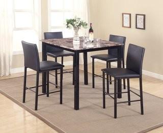 Red Barrel Studio Keane 5 Piece Counter Height Solid Wood Dining Set (HDNN1035_33700632)- Black/Beige