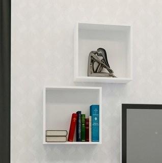 Zipcode Design Chelsey Decorative Wall Cube (ZPCD3142_22830861)-White-2PC-Overall 18'' H x 18'' W x 9.5'' D