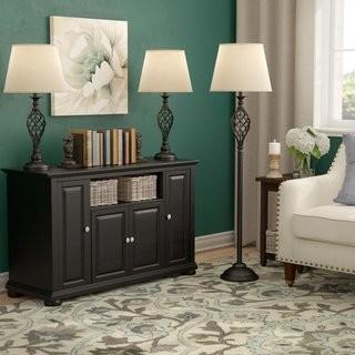 Three Posts Quinton 3 Piece Table and Floor Lamp Set (TRPT2760)