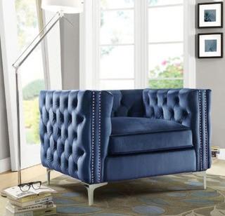 Chic Home Picasso Velvet Club Chair in Navy