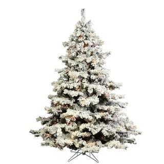 The Holiday Aisle Flocked Alaskan 7.5' White/Green Pine Trees Artificial Christmas Tree with 900 Incandescent Multi-Colored Lights with Stand (THLA3405)