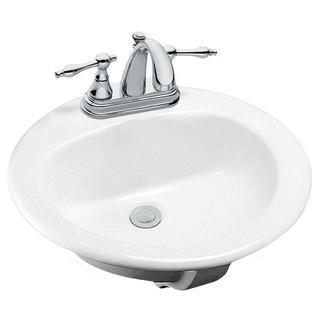 GLACIER BAY Oval Drop-In Bathroom Sink in White-1000431646