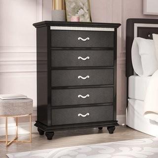 Willa Arlo Interiors  Almerton 5 Drawer Chest by Simmons Casegoods-Ebony-Broken Glass