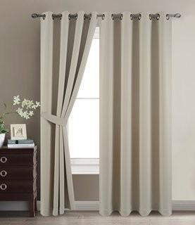 Charlton Home Maribel Solid Blackout Thermal Grommet Curtain Panels (BTHU1000_31954555_31954566)-63"x52"-Beige