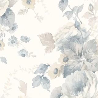 Charlton Home Tripoli 32.7' L x 20.5 W Peonies Textured Wallpaper Roll (CHRH1870_26605953)-Blue-6 Rolls