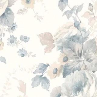 Charlton Home Tripoli 32.7' L x 20.5 W Peonies Textured Wallpaper Roll (CHRH1870_26605953)-Blue-3 Rolls