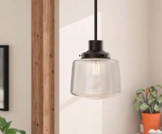 Gracie Oaks Itko 1-Light Schoolhouse Pendant (GRKS7036_23397654)-Black
