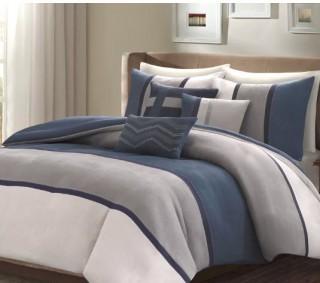 Latitude Run Rauscher 6 Piece Duvet Cover Set (LATR3869_19193286_19193289)-Blue-Queen