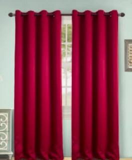 FlamingoP Room Darkening Soild Grommet Curtain Drapes 2-Pack-Cardinal Red-96"