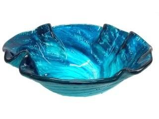 Eden Bath-Carribean Wave Glass Specialty Vessel Bathroom Sink-Overall:5.63'' L x 17'' W x 17'' H