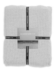 GlucksteinHome Cable Knit Cotton Blanket-Grey-Queen