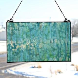 Fleur De Lis Living Single Pane Stained Glass Window Panel (FDLV3154_29441443)-Mottled Blue-10.75'' H x 16'' W