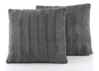 Cheer Collection Faux Fur Square Decorative Pillow 18x18 (Set of 2)-Grey