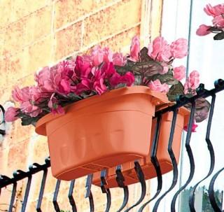 Apollo Exports International Inc. Double Sided Adjustable Resin Rail Planter (APOX1002_20603737)-Terra Cotta-4PC