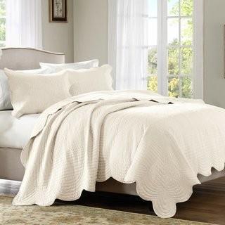 Lark Manor Stancil 3 Piece Coverlet Set (LRKM4964_29476662_29476663)-Cream-King