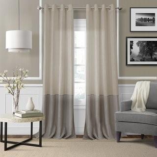 Latitude Run Saltzman Striped Semi-Sheer Grommet Single Curtain Panel (LDER4832_24002399_24002397)-2 Panels-52x84"-Linen 