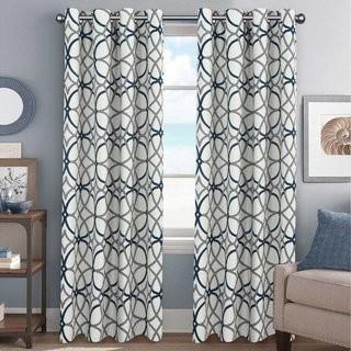 Winston Porter Mahaney Geometric Blackout Thermal Grommet Curtain Panels (OCBO1000_32039410_31714733)-52x63"-Navy