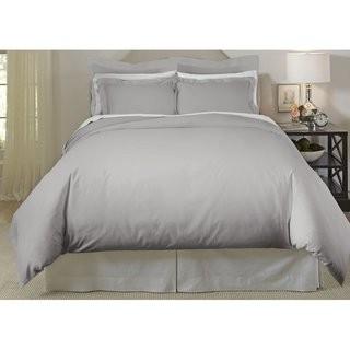 Pointehaven Long Staple 3 Piece Duvet Cover Set (PHN1503_18027848_18027842)-Grey-King