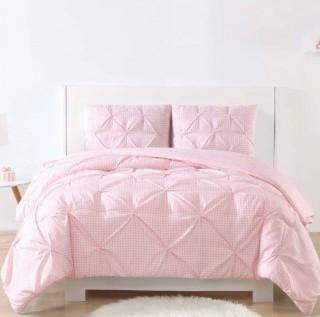 Mack & Milo Knespl Kids Gingham Pinch Pleat Duvet Cover Set (HRBE3601_28761891_28761894)-Pink-Queen