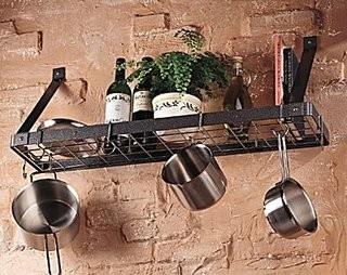 Brayden Studio Chanti Hamered Black Bookshelf Pot Rack (BRSD7786_16695679)-13'' x 35'' x 8.5''-Hammered Steel