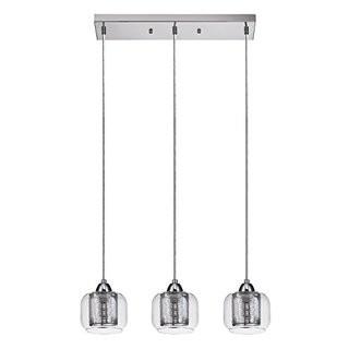 Globe Electric Maddox 3-Light Pendant, Chrome Finish, Clear Glass Outer Shades with Aluminum Inner Shades, 65809