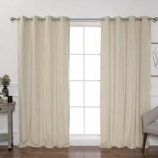 Rosecliff Heights Cowan Luster Solid Semi-Sheer Grommet Single Curtain Panel (RCLF2335_28657399_28657402)-Beige-52x84"