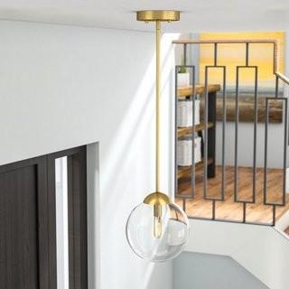 Orren Ellis St Judes 1-Light Pendant (ORLS1243_28783310)-Natural Brass