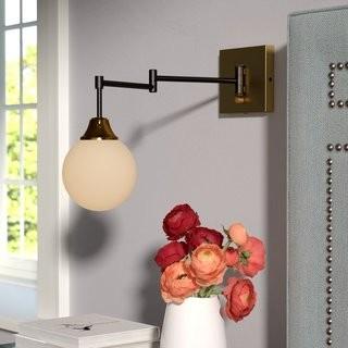Willa Arlo Interiors Bautista Swing Arm Lamp (WRLO7262)-Old Bronze and Warm Brass