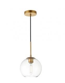 Wrought Studio Eller 1-Light Globe Pendant (KBNE1072_32006468_32006470_32040126)-Brass/Clear